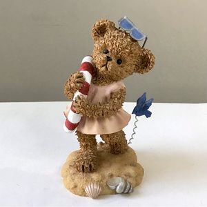 Vintage Home Interiors 2002 Kuddles Korner August Calendar Bear Figurine 4.5”